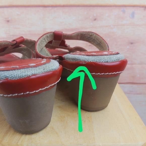 NATURALIZER Kari leather with canvas accents heeled red sandals size 8.5… - Picture 15 of 16